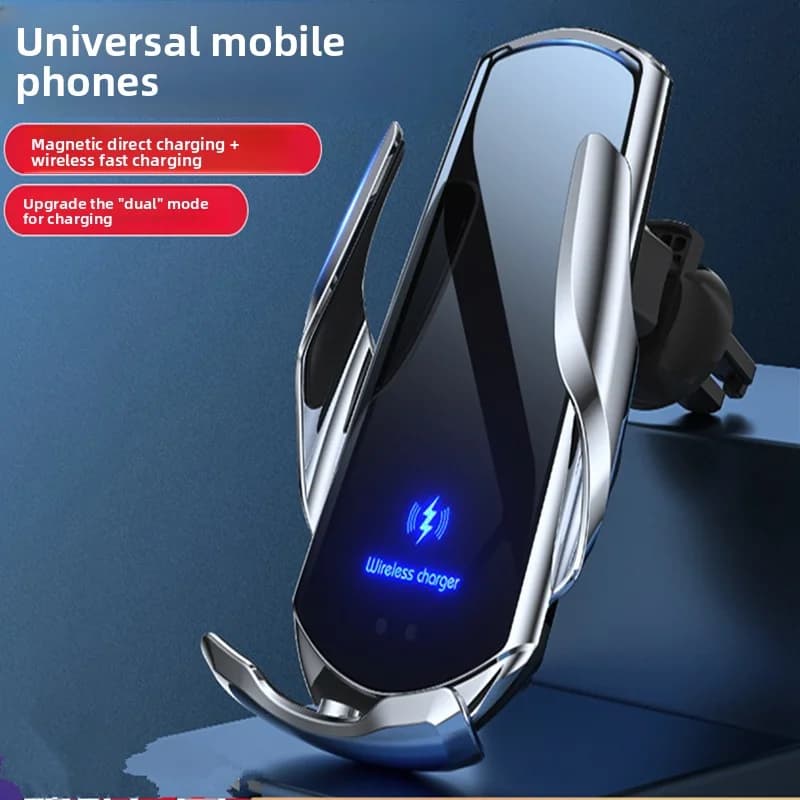 Supporto per telefono cellulare con ricarica wireless per auto, apertura e chiusura a induzione, supporto per navigazione per auto, ricarica wireless da 15 W
