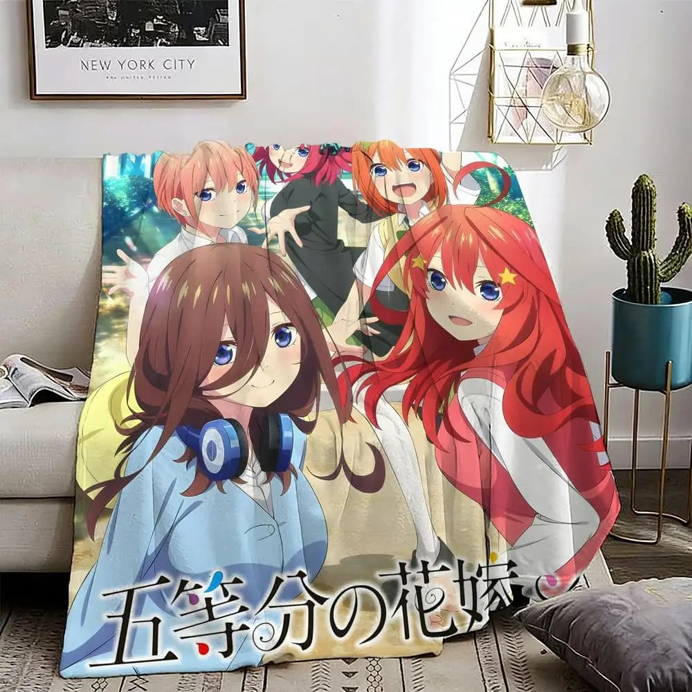 The Quintessential Quintuplets Throw Lightweight 240g Flannel Blanket Soft Skin-friendly for Summer Cooling