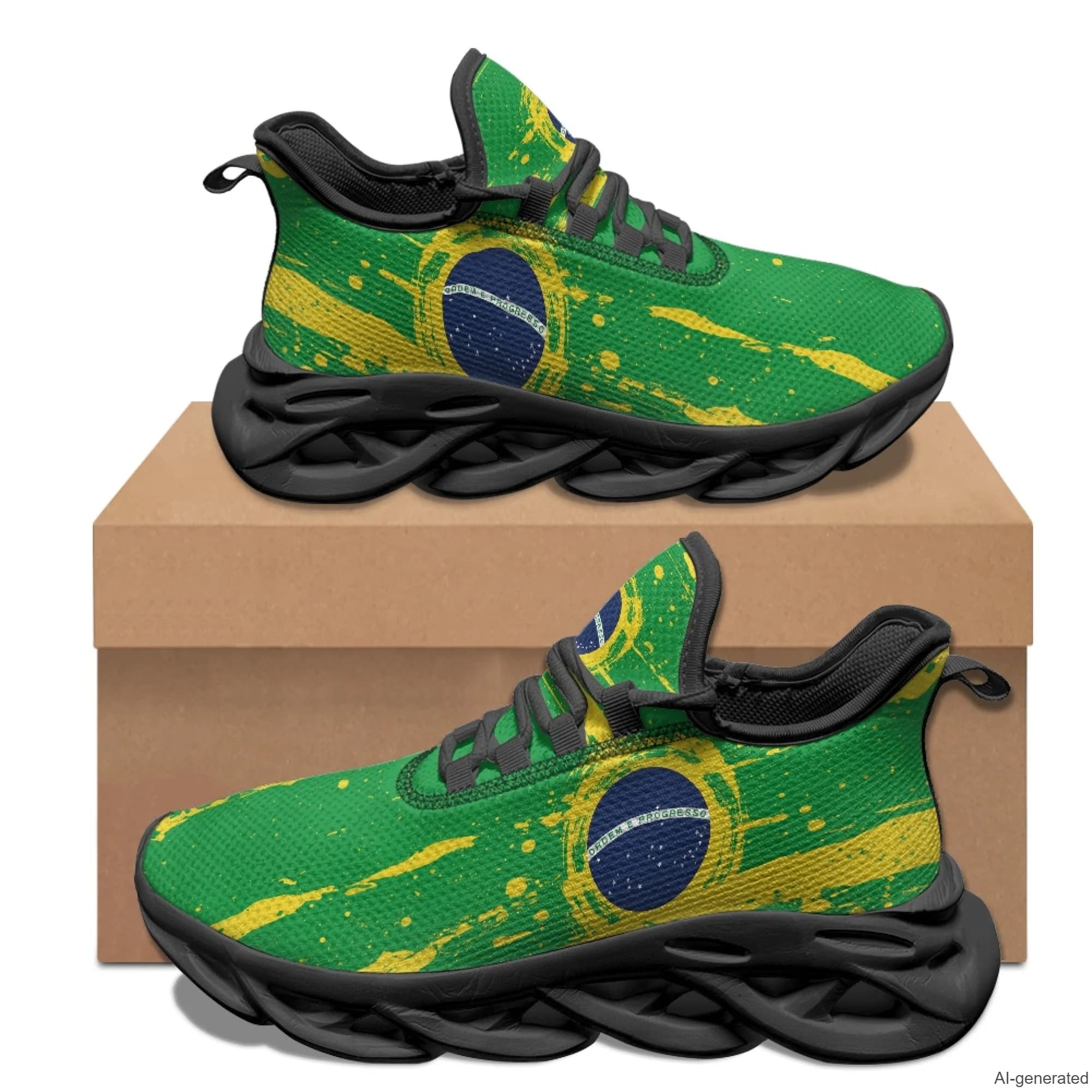 XIXIRIMIDO Max Soul Shoes Brazilian Flag Running Shoes for Men Lightweight Breathable Mesh Casual Fashion Women Snakers 35-48