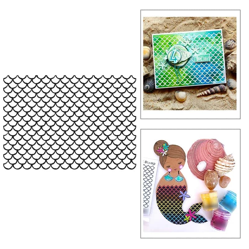 New Retro Fish squame Wave Background Pattern timbri trasparenti per fai da te fare biglietti di auguri Scrapbooking senza fustelle in metallo