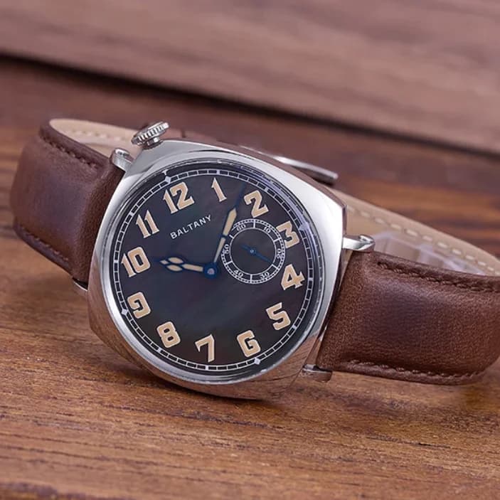 Baltany Orologio automatico da uomo 38mm Orologio da polso meccanico quadrato Impermeabile Specchio zaffiro ST1701 ST1700 Quadrante piccolo secondo Quadrante MOP