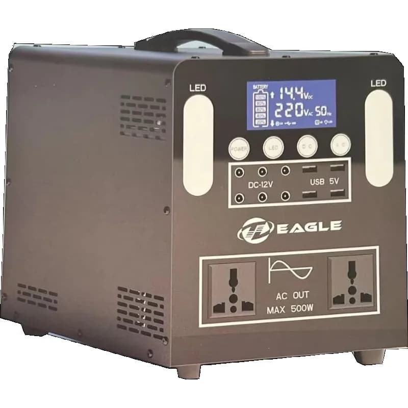 Stazione di alimentazione esterna portatile da 500 W Ricarica solare Inverter a onda sinusoidale pura MPPT Torcia al piombo Acido Avviatore di emergenza