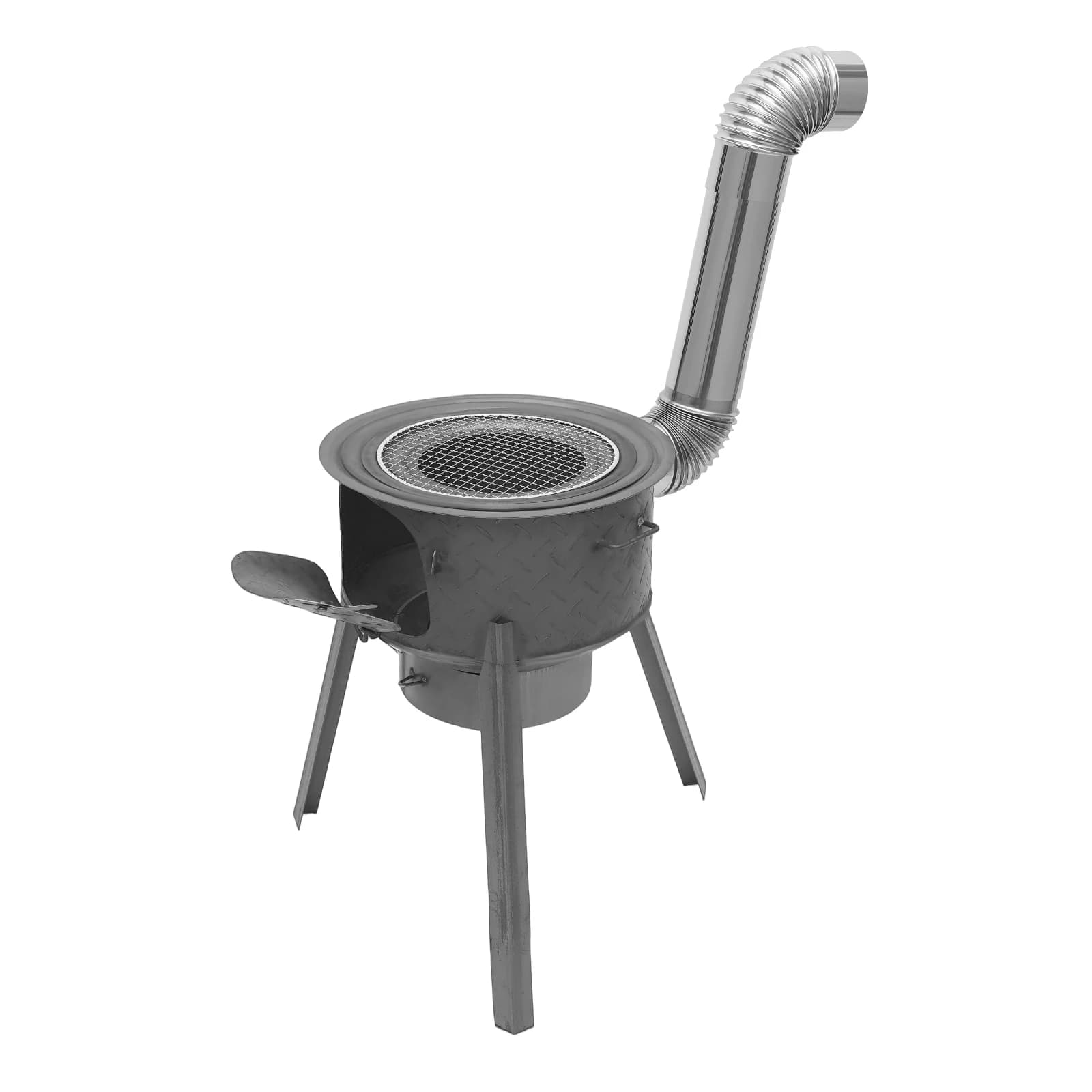 16.9 inch portable wood stove with 3 wok rings, portable and detachable design with camping garden barbecue fireplace
