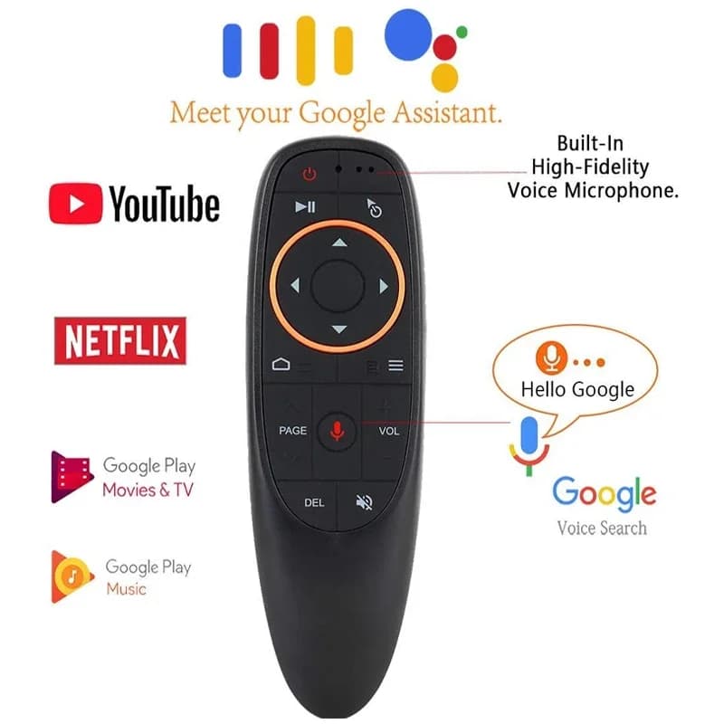 Mouse Telecomando Wireless G10S 2.4G RF USB con Controllo Vocale e Giroscopio a 6 Assi per PC e Smart TV Android