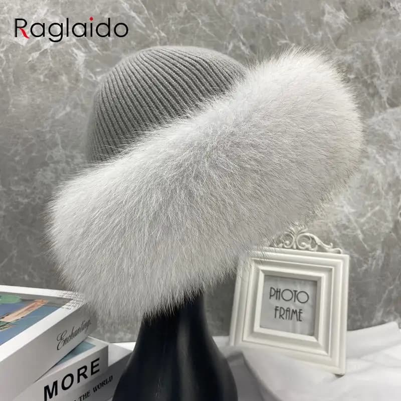Cappelli di pelliccia di volpe caldi pelosi all'aperto per le donne Pelliccia soffice naturale Elastico Vendita calda Cappello di vera pelliccia di moda elegante