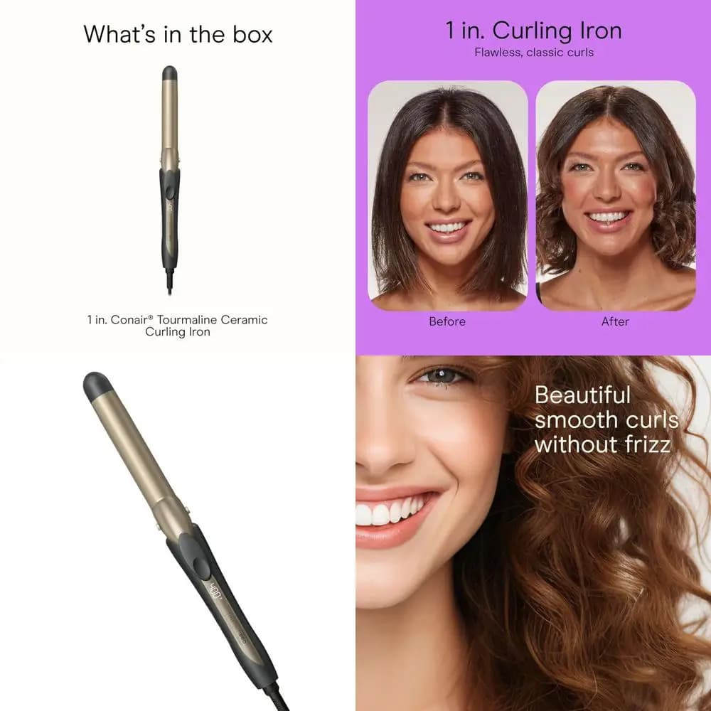 Ceramic curling iron with peat, 1 inch caliper style, ideal for short and long hair, dark grey