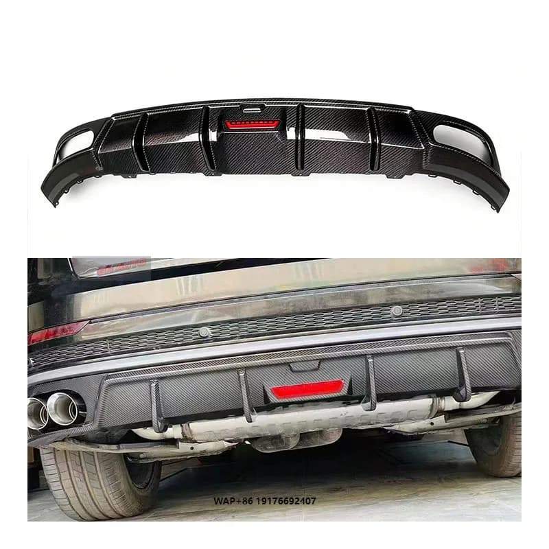 New 2021-2022 forAudi Q8 SQ8 Carbon Fiber Rear Lip Diffuser with Exhaust Cut-Outs Bolt-On Installation & Protection