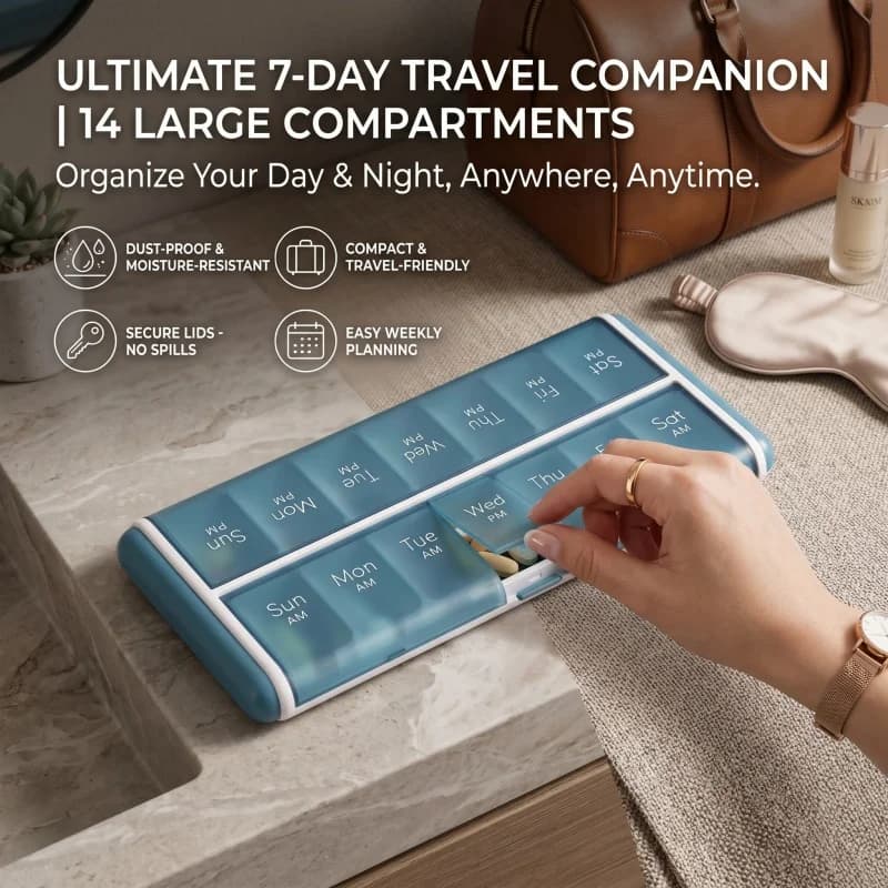 14 plastic grills 7 days week anti-dust pill holder with multifunctional moisture oil fish vitamin box medicines daily napkin