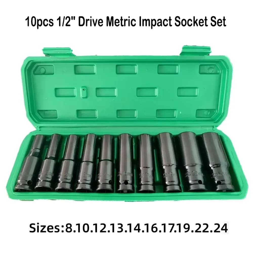 Universal Drive Metric Impact Socket Set Deep Wrench for Air Pneumatic Repair Tools - Metric Drive Socket Collection Hand Tools