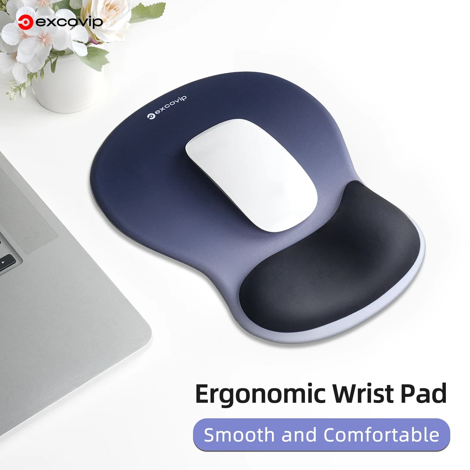 EXCO Tappetino per mouse ergonomico grande con poggiapolsi in silicone Base in PU antiscivolo per alleviare il dolore Computer Scrivania da ufficio Laptop Home