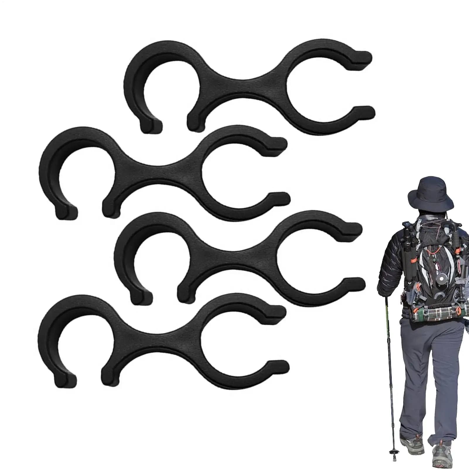 Set of 4 Pieces Buckles for Trekking Sticks, Stroller Stick Clips, Mountain Stick Accessories