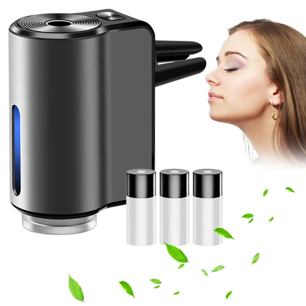 Diffusore di Fragranze per Auto con 3 Oli Essenziali, Umidificatore per Bocchette d'Aria, Diffusore di Aromi per Interni Auto