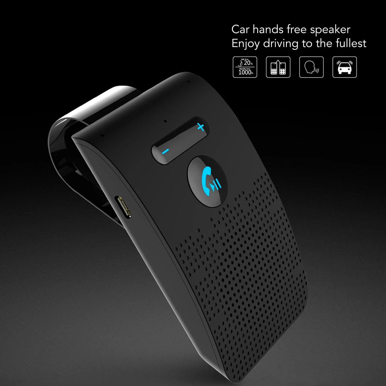 Altoparlante per telefono Bluetooth per auto Altoparlante Bluetooth per auto Adattatore per ricevitore per visiera parasole wireless Altoparlante MP3 vivavoce con clip posteriore