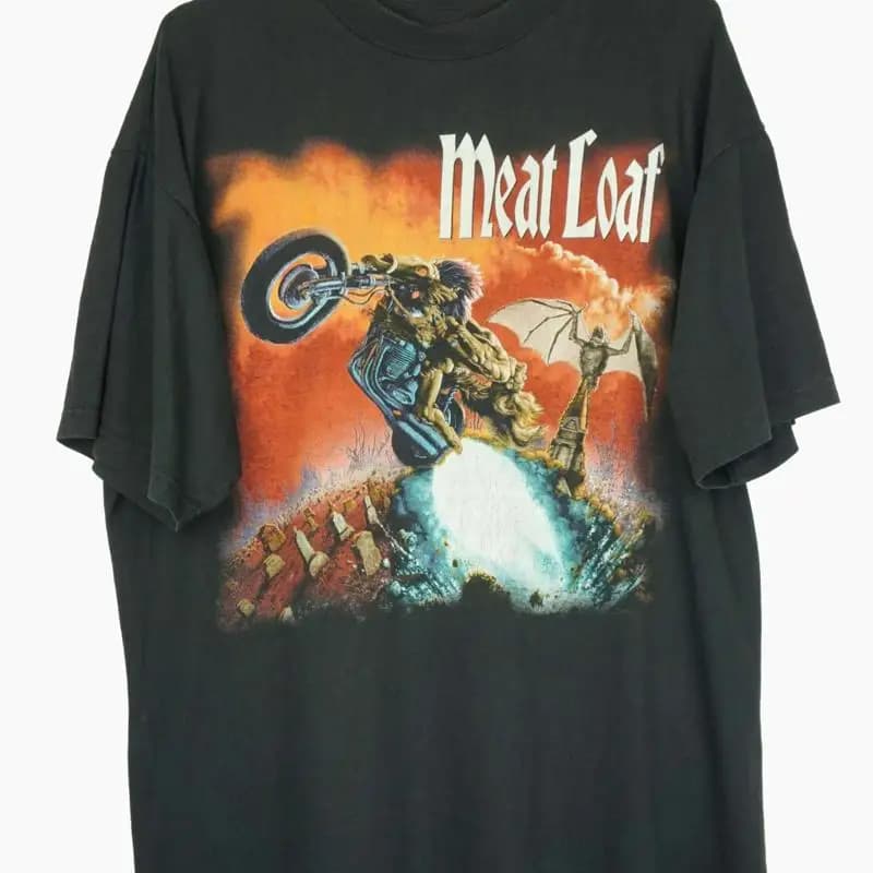 Maglietta Meat Loaf Bat Out Of Hell nera da uomo di tutte le taglie Ng546