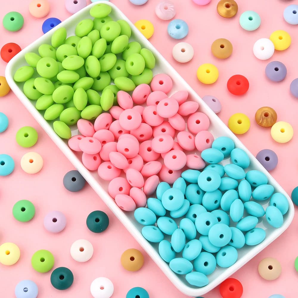 20 pz/lotto 12mm Color caramella abaco perline in Silicone perline di lenticchie perline allentate per gioielli fai da te che fanno accessori per bracciali collana