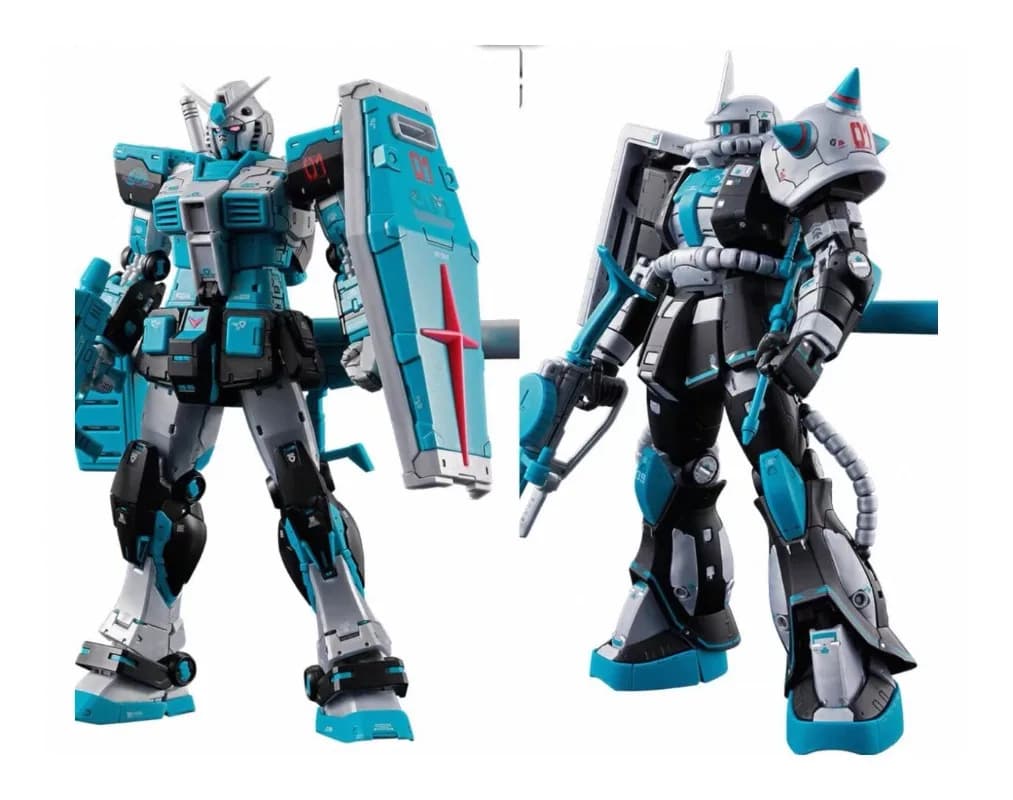 Bandai RG 1/144 MS 06S Zaku II Hatsune Miku Anime Action Figures Collection Toys Model Kit Machine Gun Bazooka Heat Hawk Premium