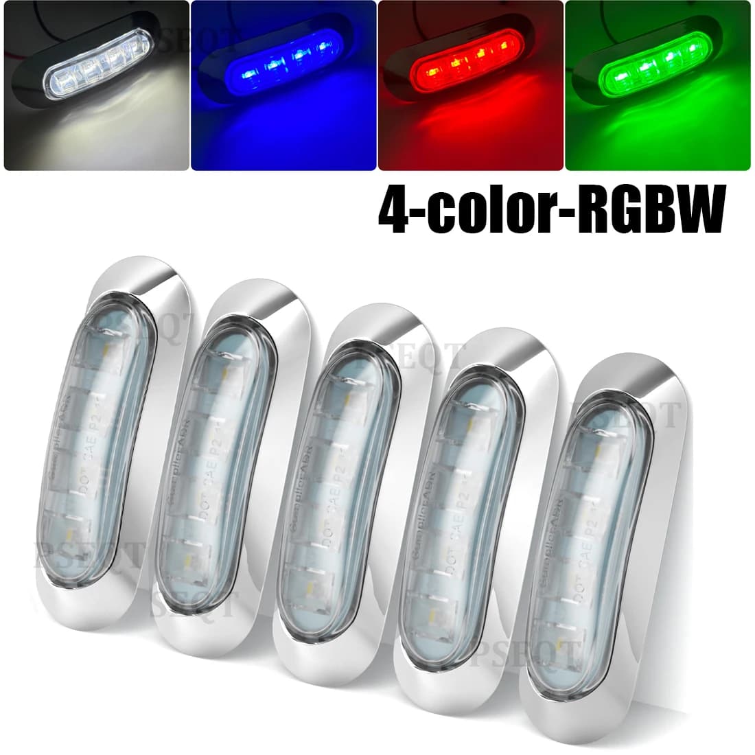Set di 5 Luci Interne RGBW per Barche, Illuminazione di Cortesia a LED 12V per Ponte Barca, Luce di Navigazione per Ancora e Poppa da 3,8''