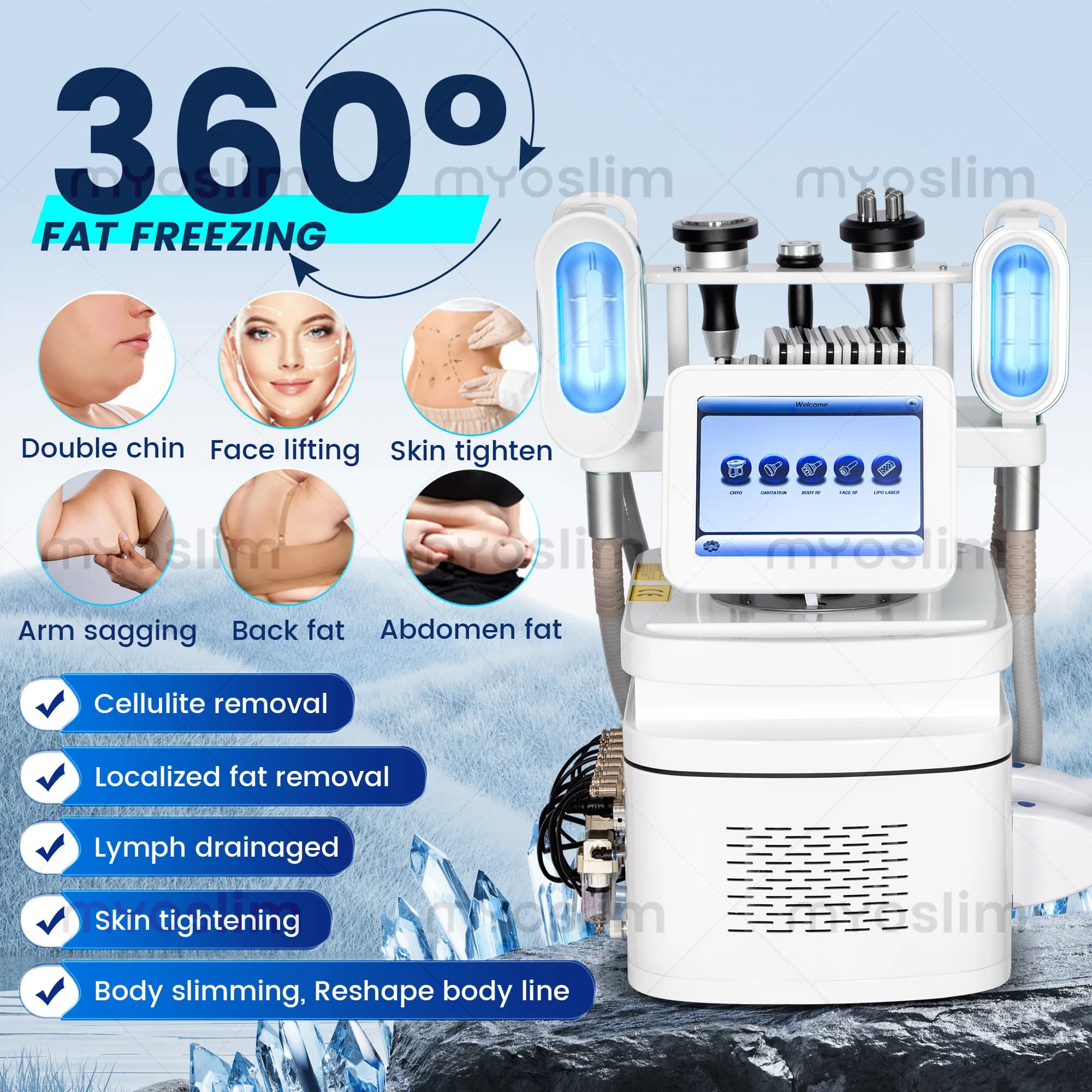 360° Freezing Body Contouring Fat Reduction For Efficient Fat Removal Cellulite Reduction Adopting Vacuum Cavitation Technology