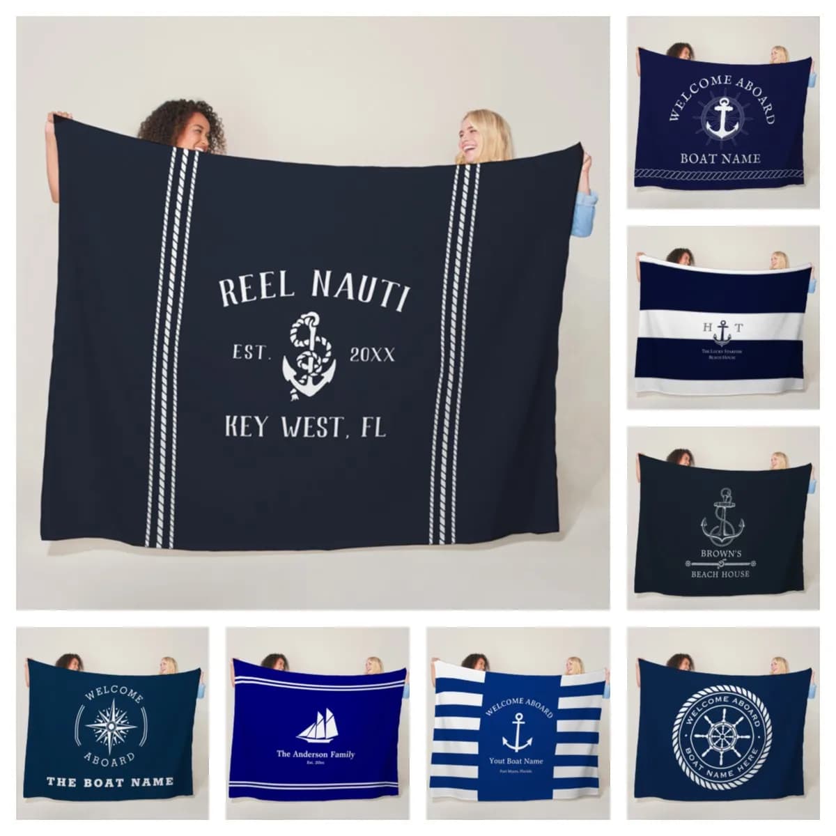 Coperta personalizzata con nome della barca Coperta in morbido pile personalizzata con ancoraggio nautico per la decorazione domestica, divano letto, regalo da viaggio