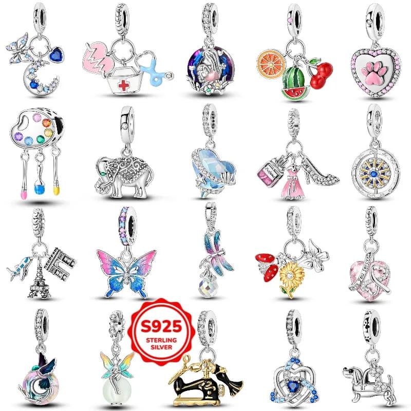925 sterling silver charm bead sausage dog handbag pendant charm suitable for original bracelet DIY women's jewelry gifts