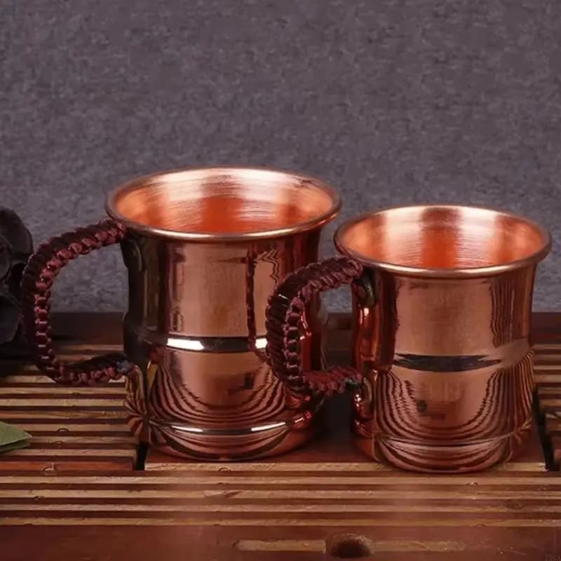 Tazza per bevande con manico multiuso in tessuto Tazza con impugnatura comoda Bicchieri in rame Stoviglie in metallo addensato