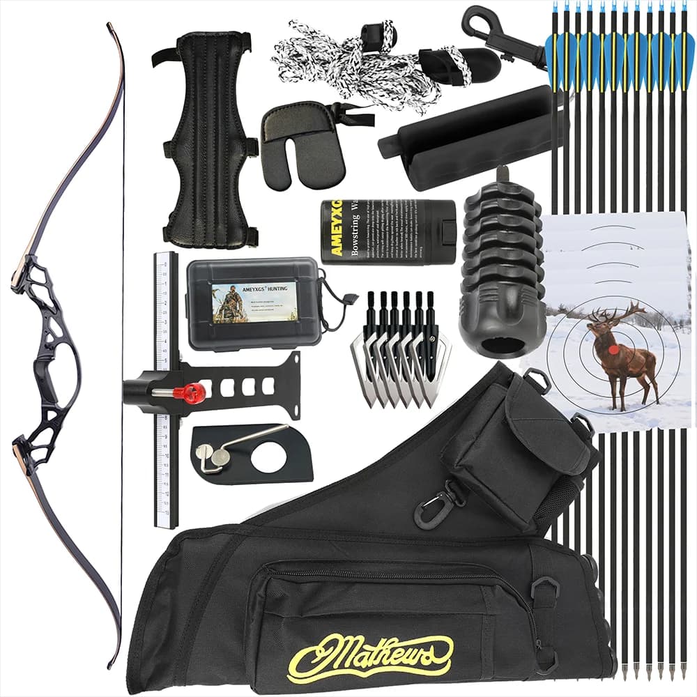 Archery 30-60 Lbs Recurve Bow Set 62Inch Right Hand Takedown Split Removable Hunting Target for Outdoor Shooting Accessories