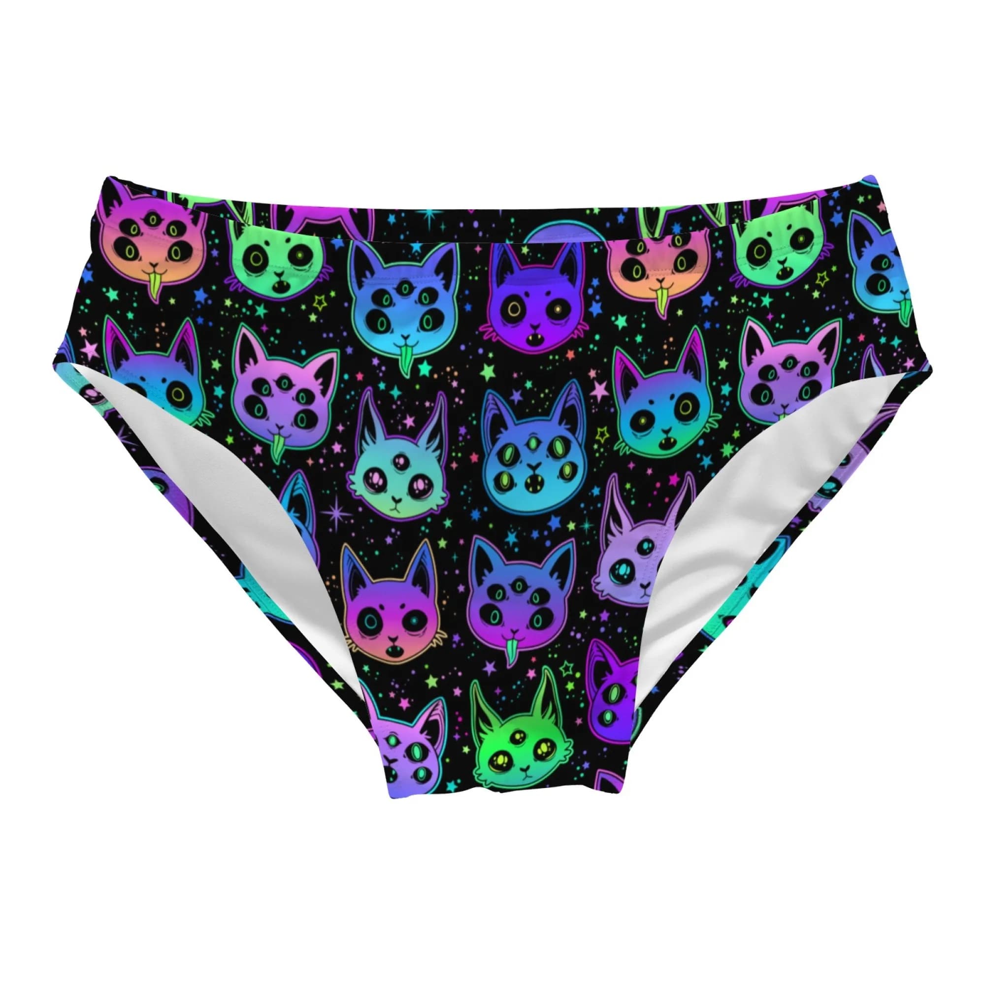 Costume da bagno da uomo Neon Star Zombie Cat, bikini sexy, comodo e traspirante, pantaloncini da surf da spiaggia, slip da bagno da uomo