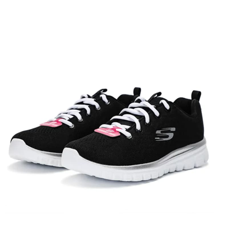 Genuine Skechers Women's Running Shoes, Lightweight Cushioned Walking Casual Sneakers 12615-BKW