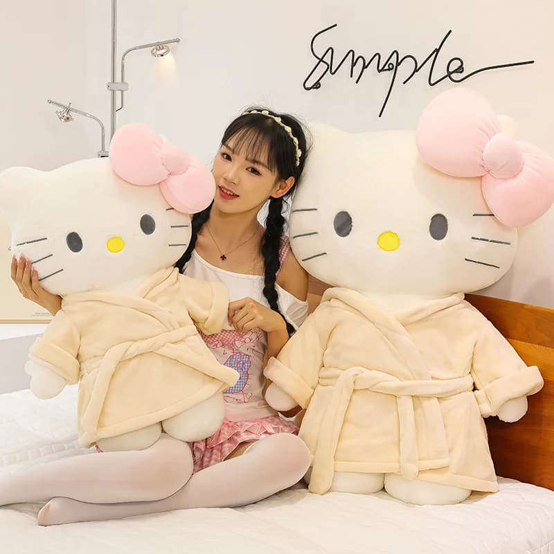 Accappatoio Pigiama Super Carino 35/50cm con Peluche Gatto, Grande Bambola da Notte a Forma di Gatto, Regalo di Compleanno, Regalo di San Valentino