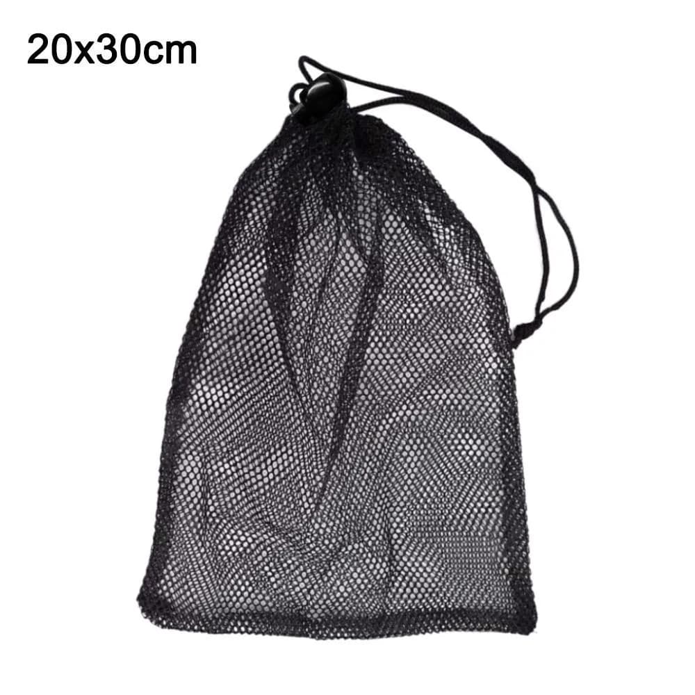 Portable Multi Purpose Drawstring Storage Pouch Bag Nylon Black Laundry Bag Breathable Mesh Pouch