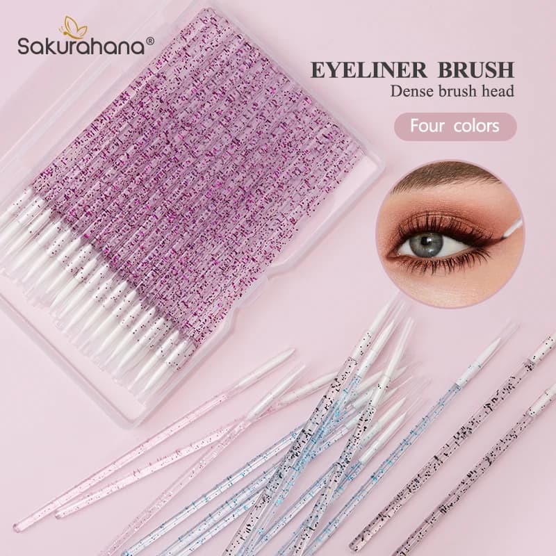 SAKURAHANA Crystal Eyeliner Brushes for Eyeliner Extension Eyelashes Individual Eyelash Cleaning Brushes Mascara Makeup Tools