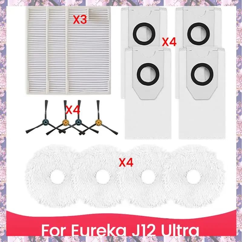 A59P Nuovo kit di accessori per aspirapolvere per Eureka J12 per Ultra con panni, sacchetti per la polvere e spazzole laterali per una pulizia efficace