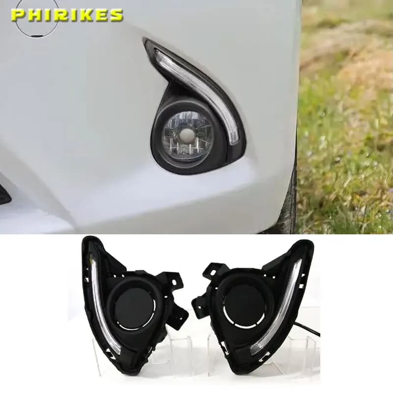 1 Set DRL Per Mazda 2 Mazda2 Demio 2015 2016 LED DRL Luci diurne Luce diurna Copertura della luce di nebbia segnale giallo