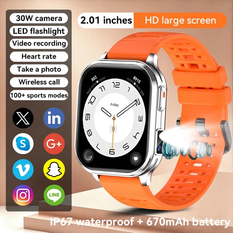 Nuovo Smartwatch LIGE con Fotocamera, Schermo HD da 2,01 Pollici, Impermeabile IP67, Fitness Tracker, Chiamate Wireless con AI Voice