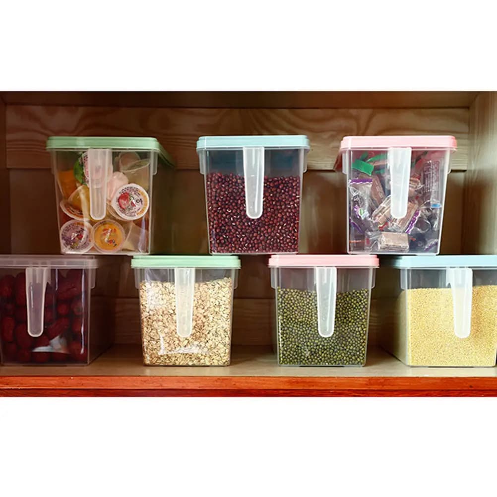 Contenitore Rettangolare per Frigorifero, Scatola in Plastica Azzurra per Alimenti con Coperchio, Organizer da Cucina Salvaspazio