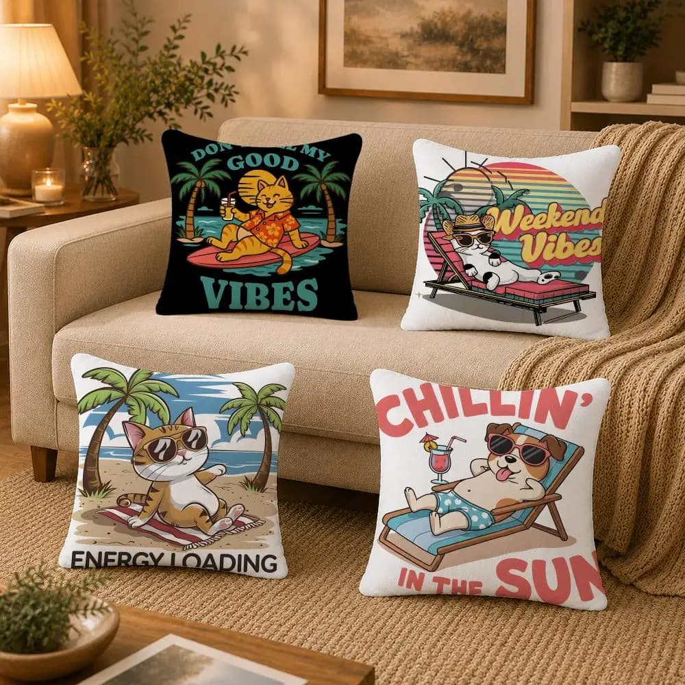 Mood C-chill out Cushion Cover Washable Soft Plush Cushion Cover Square Pillow Case for Sofa Couch Bed
