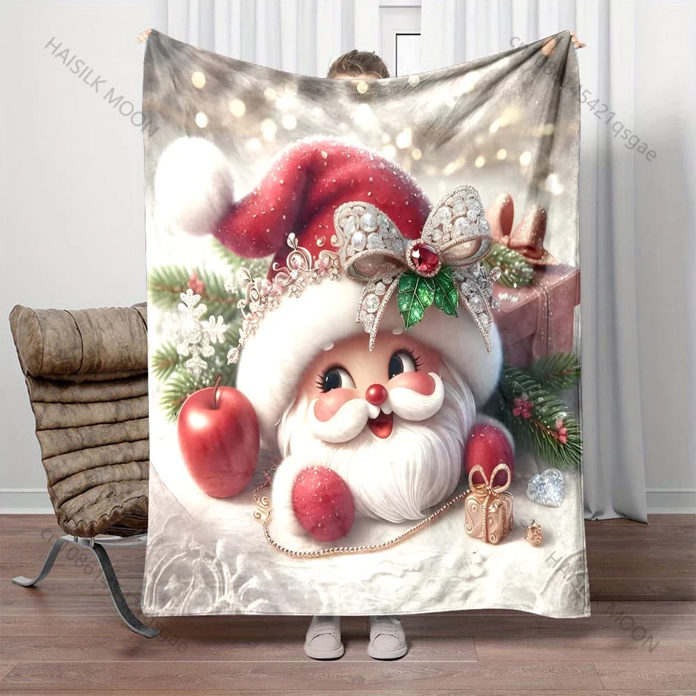 Ornamenti di Babbo Natale Regali Modello festivo Coperta Materiale di flanella Morbido caldo per tutte le stagioni, Casa Picnic da campeggio all'aperto RV