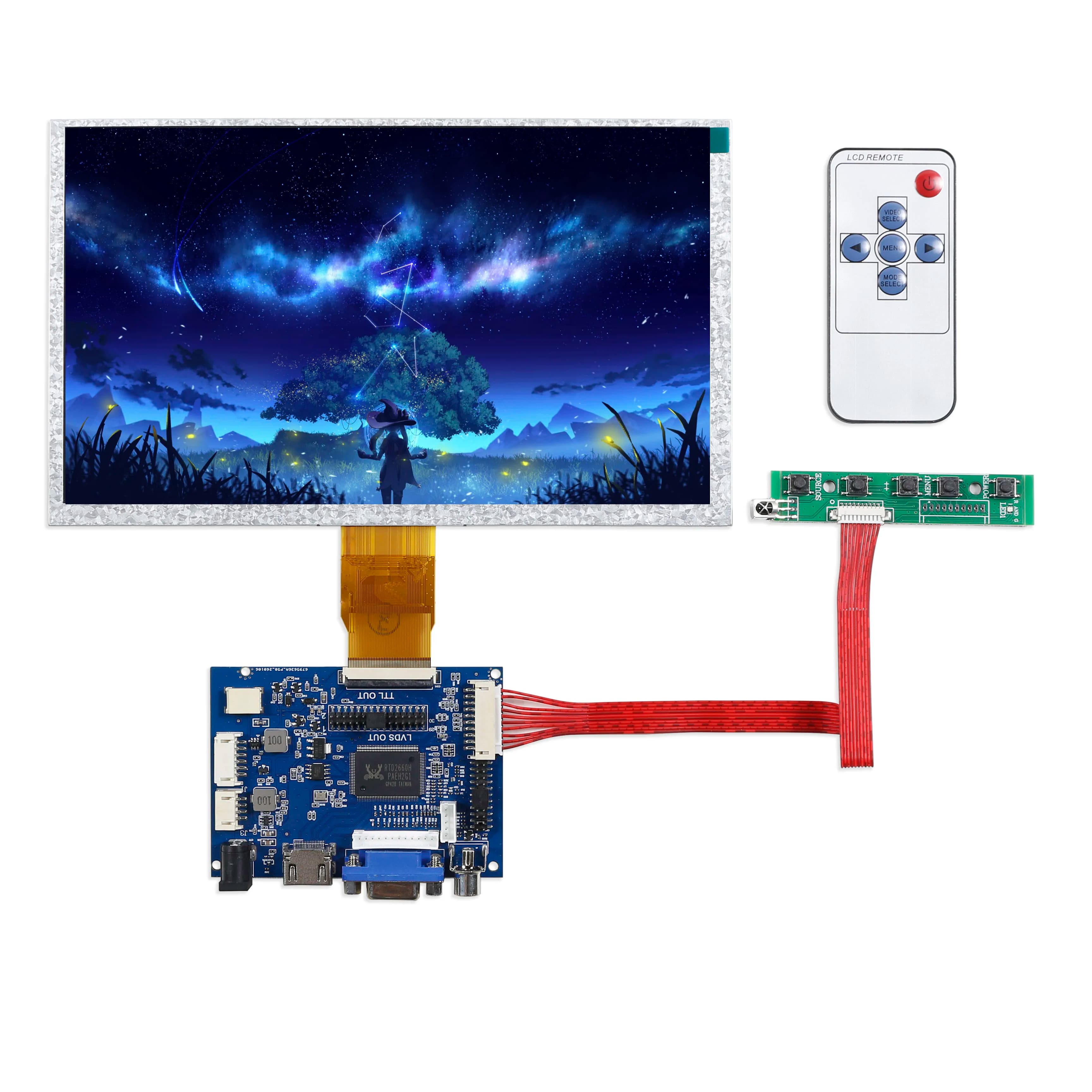 Scheda di controllo monitor con display LCD da 9 pollici, compatibile con 2AV HDMI VGA per Raspberry Pi Banana/Orange Pi Mini Computer