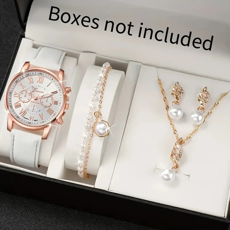 5 pz/set moda Roma quadrante orologio da donna collana orecchini braccialetto set orologi da polso al quarzo da donna Relogio Feminino (senza scatola)