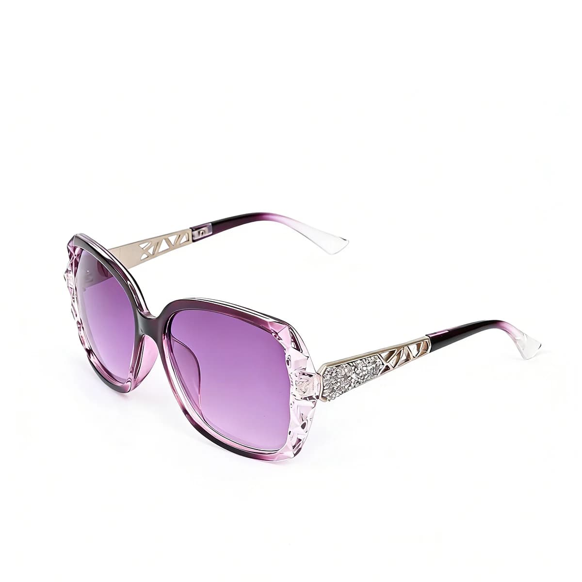 Occhiali da Sole Grandi Viola alla Moda per Donne, Marca di Lusso, Montatura Quadrata, Lenti a Specchio, Modello S02