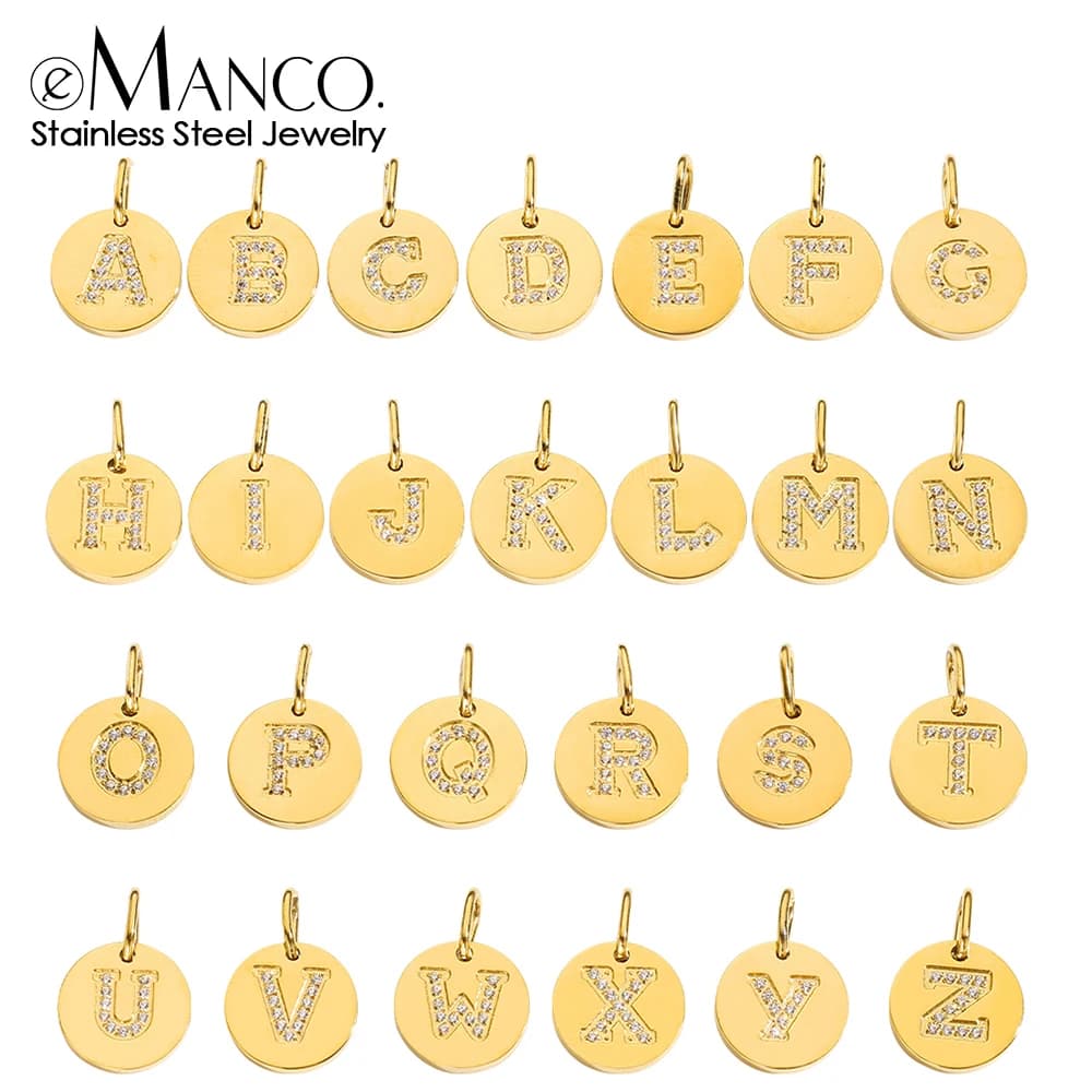 eManco 26 Collana con ciondolo con lettera in zirconi lucidi Bracciale con rune in acciaio inossidabile Crea orecchini Risultati di gioielli