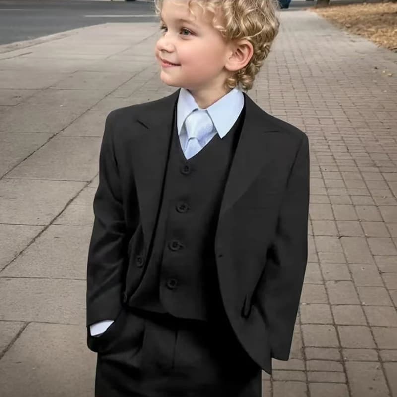 Abito per ragazzi 3-16 anni Set completo britannico da 3 pezzi per matrimonio Festa di compleanno Abito da ragazzo Versione coreana del vestito da passerella Flower Boy