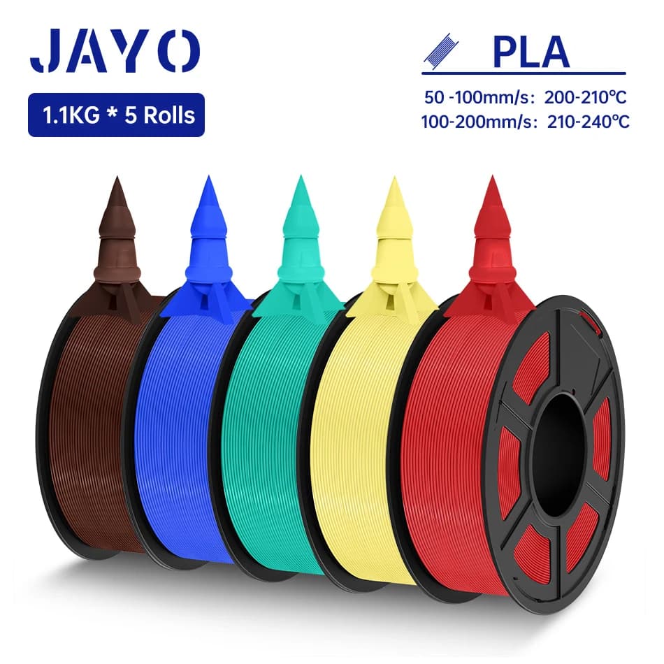JAYO PLA Filament 1.75MM 5 Rolls 3D Printer Filament PLA 100% No Bubble for FDM Coloful 3D Printing Material FAI Gift FROM TE