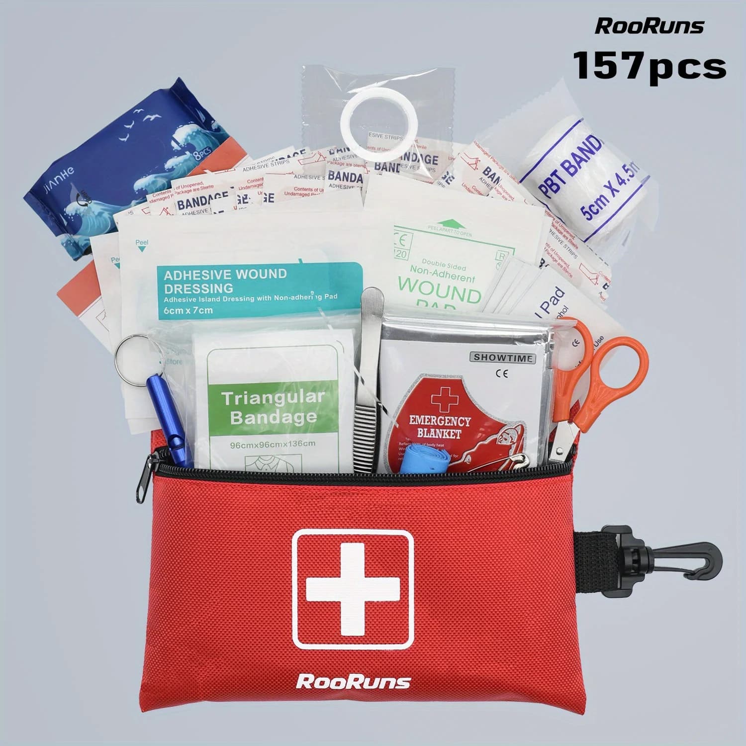 Kit di Pronto Soccorso Compatto da 157 Pezzi, Borsa Medica Portatile per Viaggi, Campeggio, Escursionismo, Casa, Auto, Sopravvivenza all'Aperto, Leggero