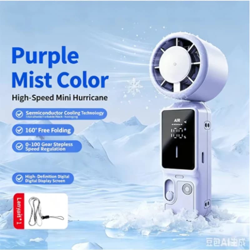 rapid cooling Rechargeable Handheld Fan Powerful Wind Ultra-Quiet Fan LED Digital Display Portable Summer Cooling Fan