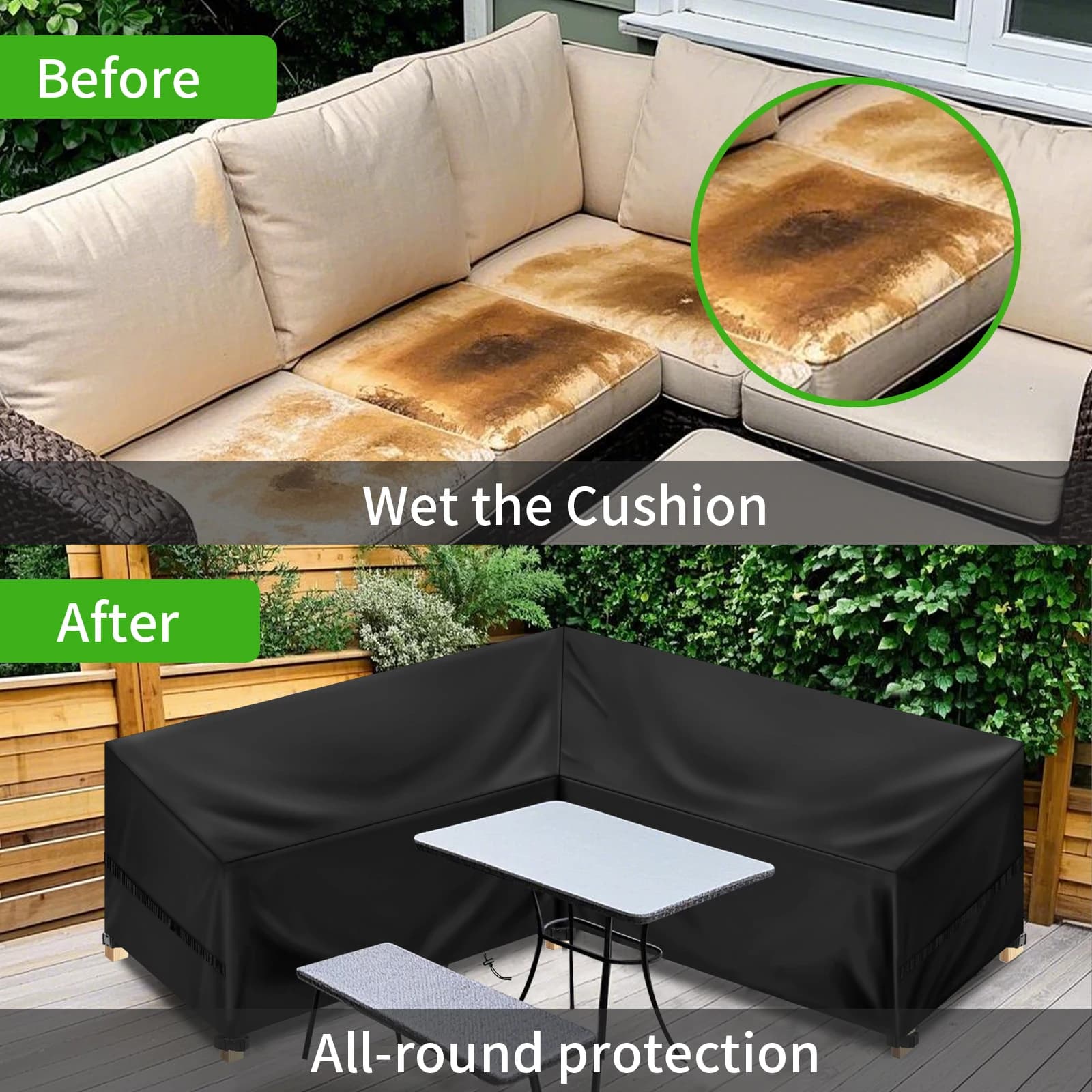 Waterproof Cover for Garden Furniture L-shaped Sofa Cover for Sofa Cover for Corner Sofa with Garden Tent