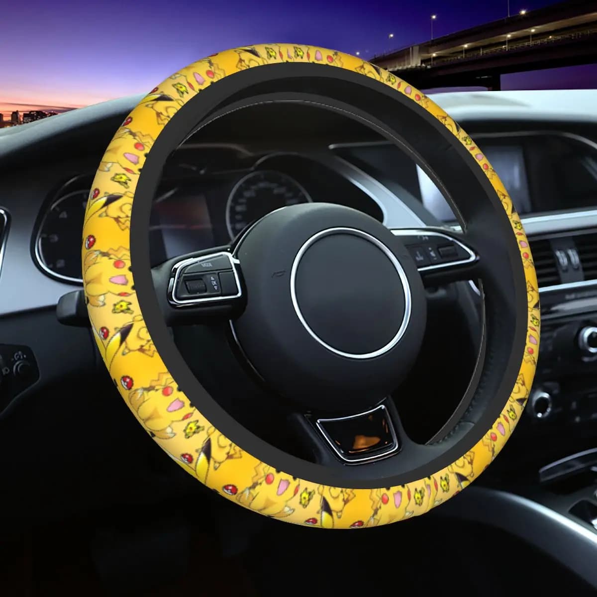 Coprivolante Personalizzato B-Bikachus 38cm, Protezione Universale per Volante Auto SUV 14.5-15 Pollici
