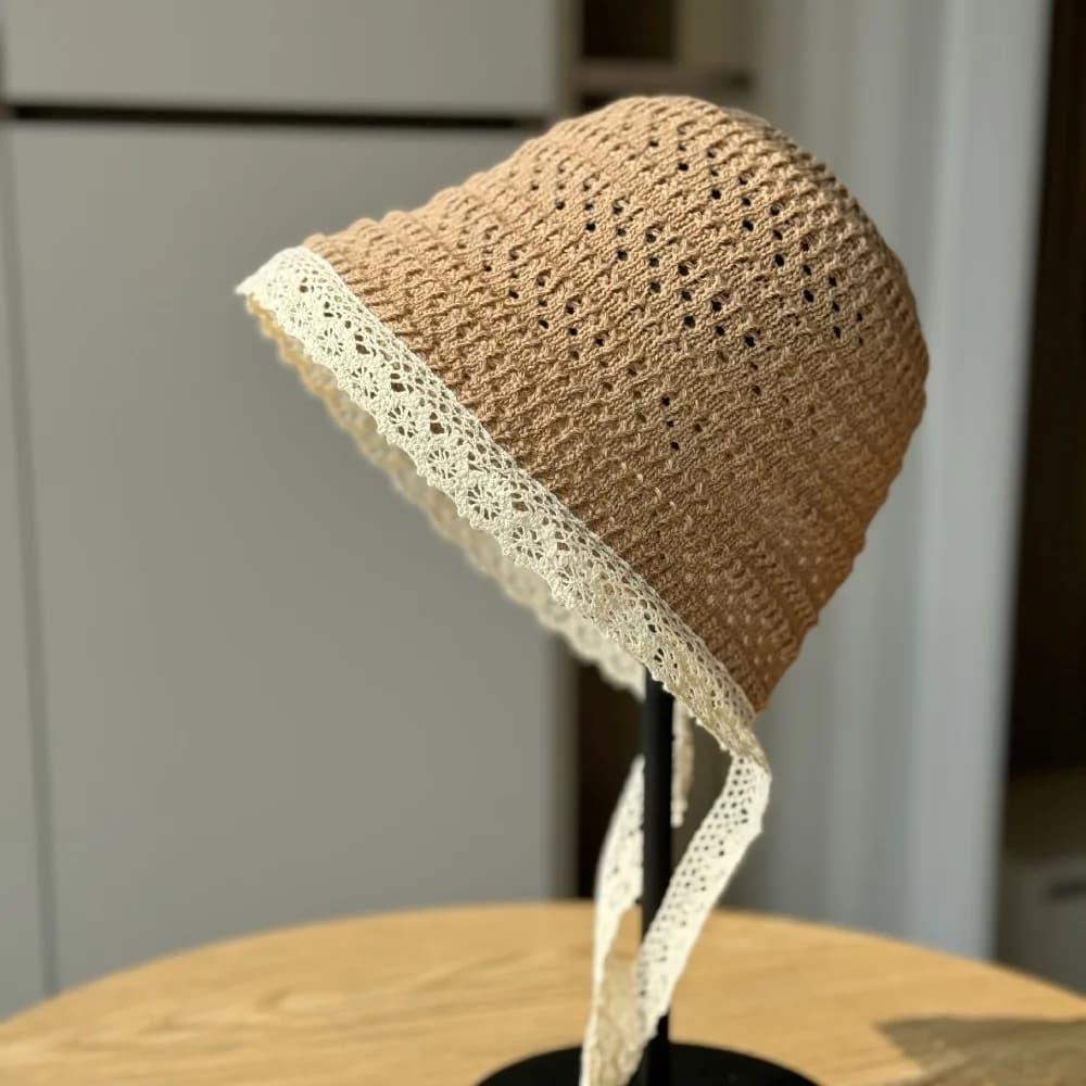 Nuovo cappello da pescatore anti-sole Cappello da spiaggia in pizzo anti-UV Cappello da protezione solare cavo traspirante regalo
