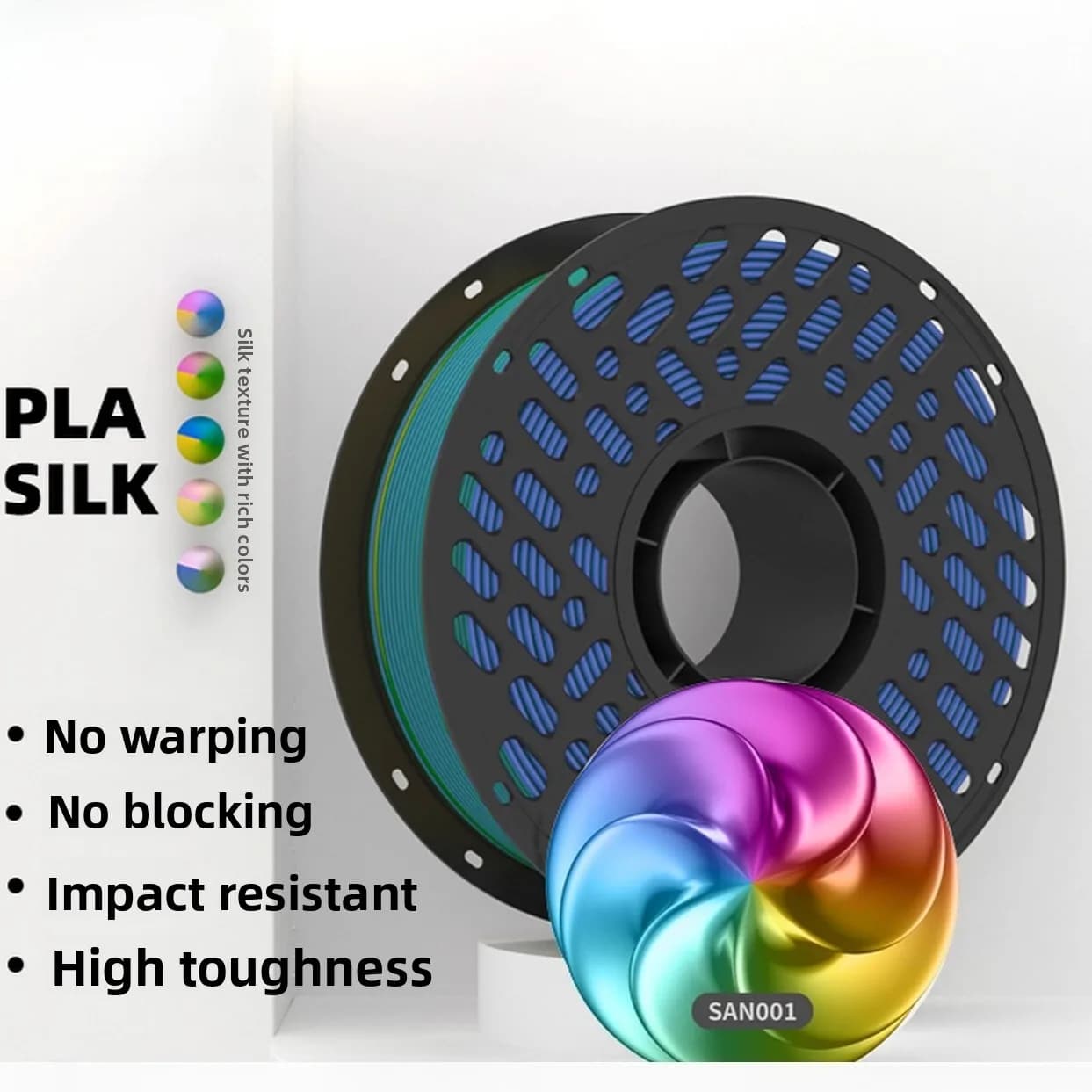 Veekaft 200g 3D Printing Filament PLA two-tone silk foam three-color adaptation to the Tuozhu H2D P2S test material
