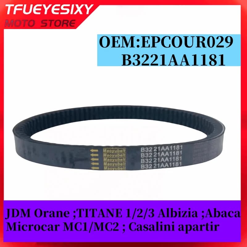 Cinghia di trasmissione 820x29 Codlice EPCOUR029 B3221AA1181 B3211AA1181 Per JDM Orane TITANE 1/2/3 Albizia Abaca Microcar MC1/MC2 Yanmar